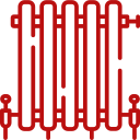 Rotes Heizkörper-Symbol für moderne Heizung in Delmenhorst von Ademi Sanitär